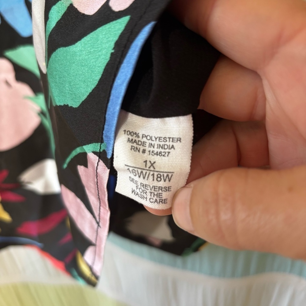 Floral Silky Tank Top Thin Straps Rifle Paper Style Sz 1X - Picture 5 of 8